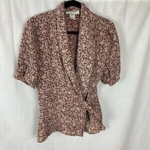 Casual‎ Corner VTG 90's Ditsy Floral Wrap Blouse Top Women's 10